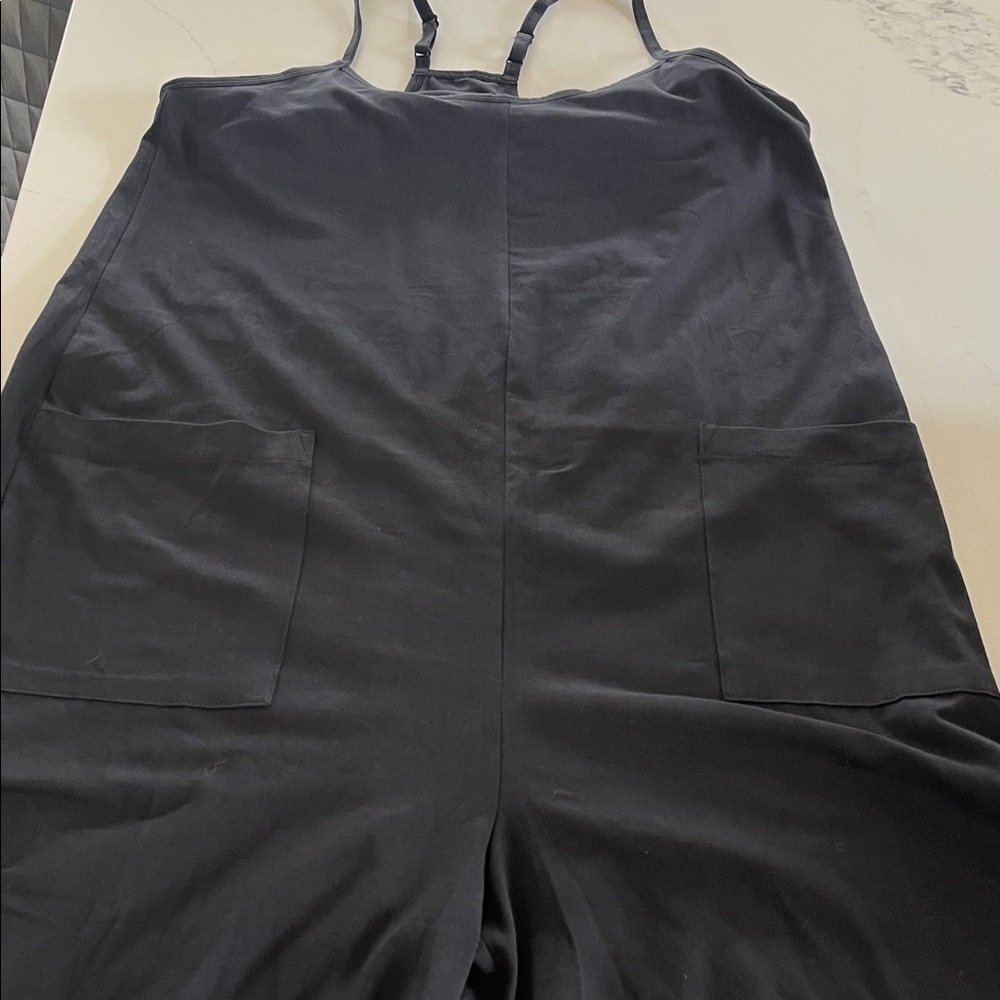 Pact Organic Cotton Cool Stretch Lounge Black Racerback Jumpsuit size medium - Picture 16 of 16